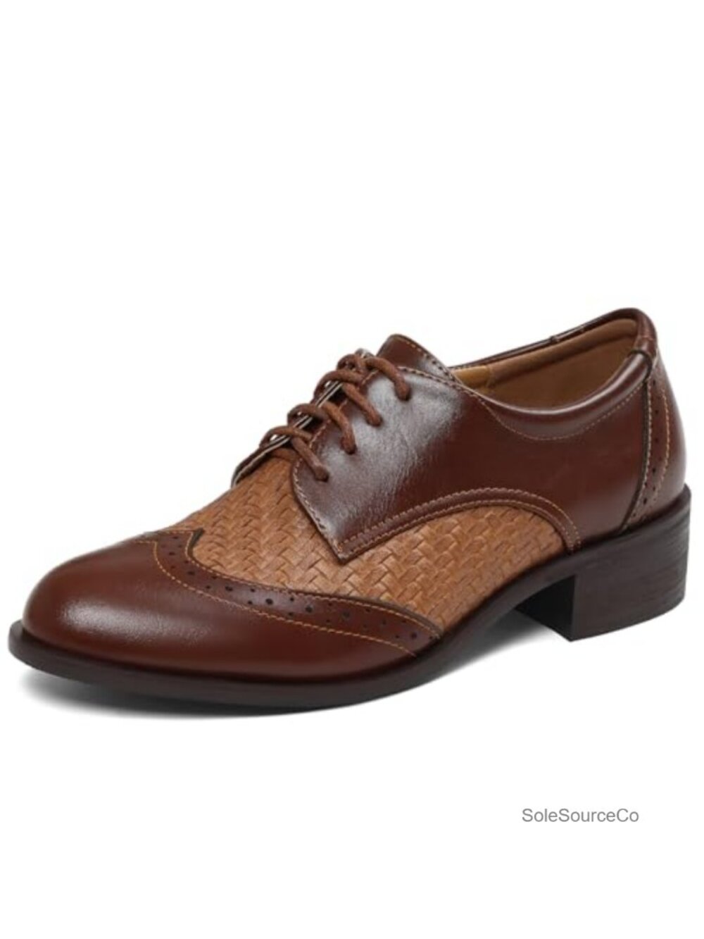Women's Faux Leather Lace-Up Oxford Shoes Pointed Toe Low Heel Business